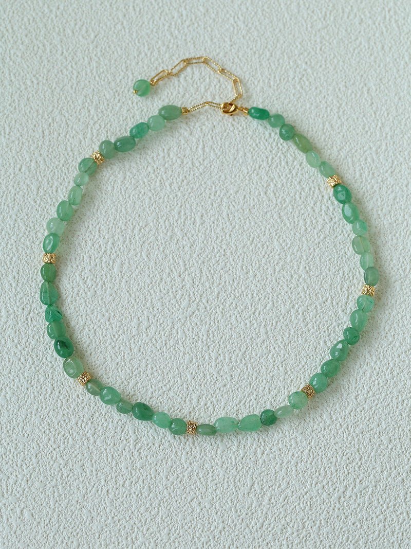 Niche Summer Beach Style Natural Sunstone Aventurine Beaded Necklace - floysun