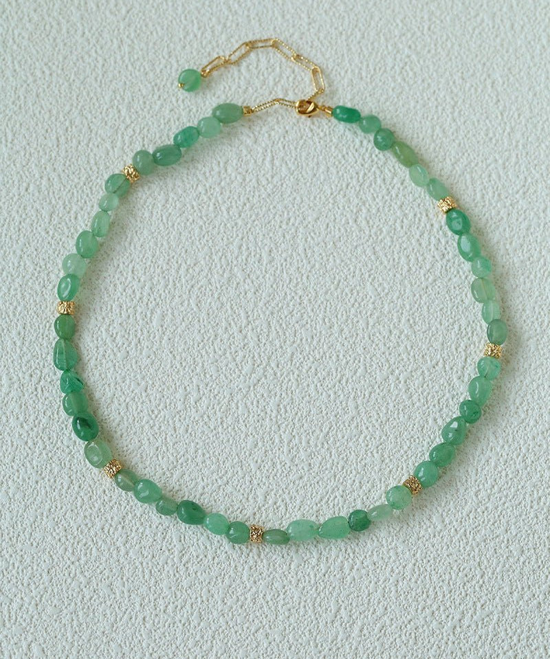 Niche Summer Beach Style Natural Sunstone Aventurine Beaded Necklace - floysun