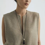 Noir Drop – Adjustable Black Onyx Teardrop Necklace - floysun