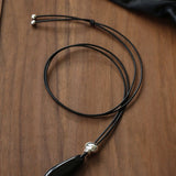 Noir Drop – Adjustable Black Onyx Teardrop Necklace - floysun