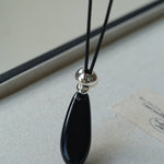 Noir Drop – Adjustable Black Onyx Teardrop Necklace - floysun