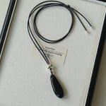 Noir Drop – Adjustable Black Onyx Teardrop Necklace - floysun