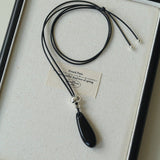 Noir Drop – Adjustable Black Onyx Teardrop Necklace - floysun