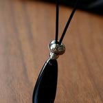 Noir Drop – Adjustable Black Onyx Teardrop Necklace - floysun
