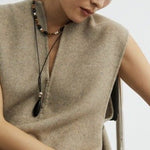 Noir Drop – Adjustable Black Onyx Teardrop Necklace - floysun