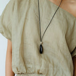 Noir Drop – Adjustable Black Onyx Teardrop Necklace - floysun