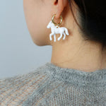 Nomadic Horse Enamel Drop Earrings – 3D Horse Design - floysun