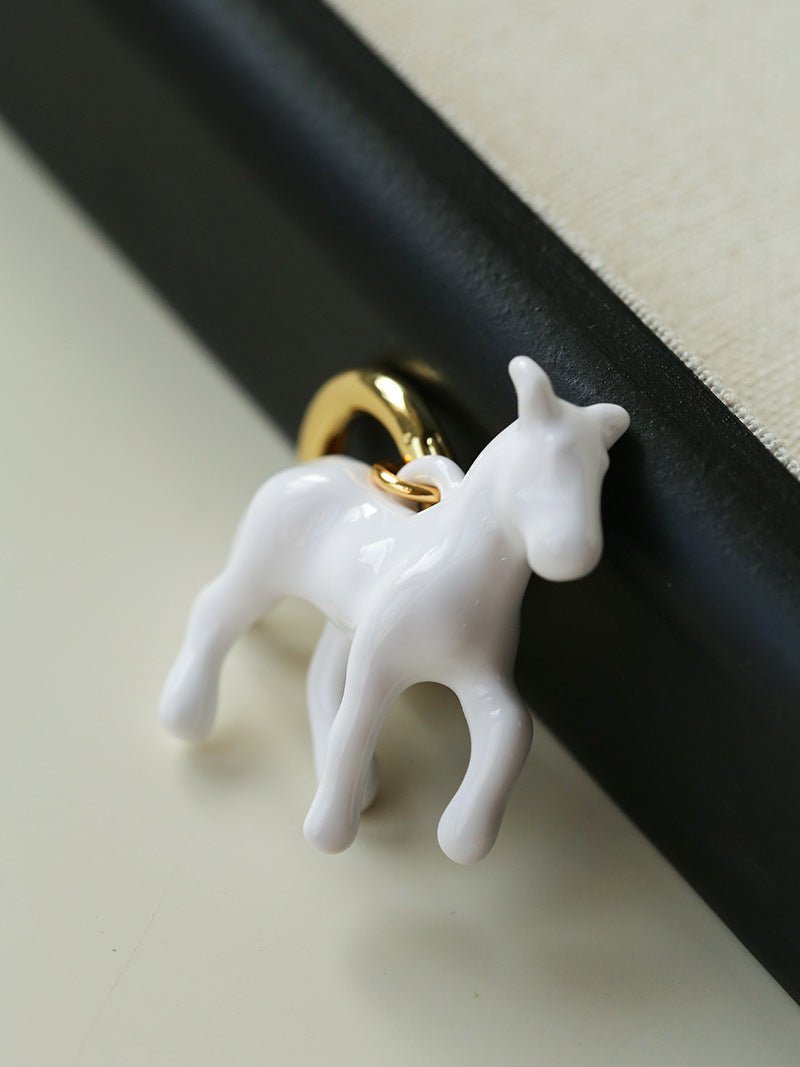Nomadic Horse Enamel Drop Earrings – 3D Horse Design - floysun