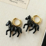 Nomadic Horse Enamel Drop Earrings – 3D Horse Design - floysun
