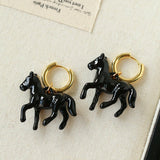 Nomadic Horse Enamel Drop Earrings – 3D Horse Design - floysun