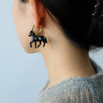 Nomadic Horse Enamel Drop Earrings – 3D Horse Design - floysun