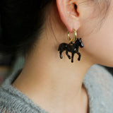 Nomadic Horse Enamel Drop Earrings – 3D Horse Design - floysun