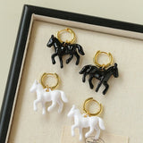 Nomadic Horse Enamel Drop Earrings – 3D Horse Design - floysun