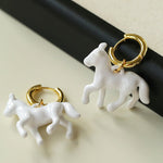 Nomadic Horse Enamel Drop Earrings – 3D Horse Design - floysun