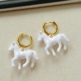 Nomadic Horse Enamel Drop Earrings – 3D Horse Design - floysun