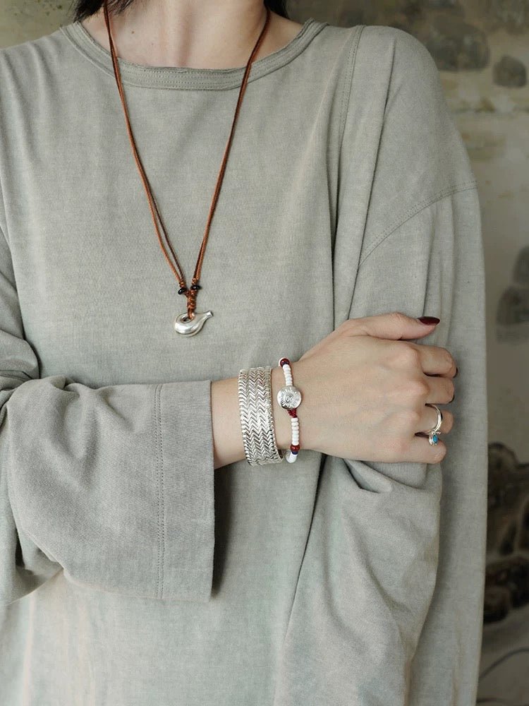 Nomadic Woven Basket & Flask Pendant Necklace - floysun