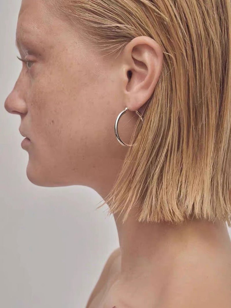 Nordic Minimalist 925 Sterling Silver Hoop Earrings - floysun