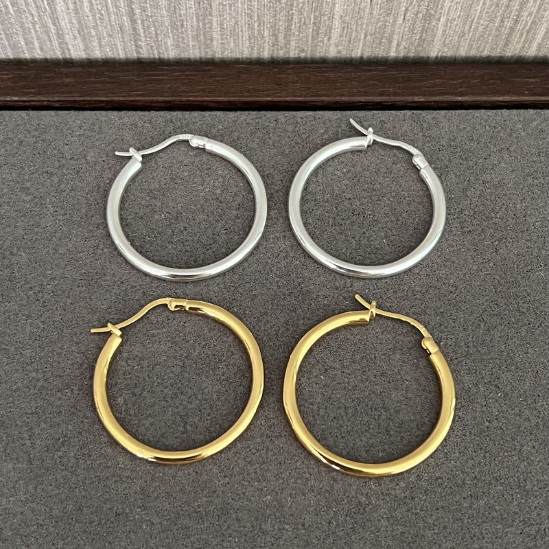 Nordic Minimalist 925 Sterling Silver Hoop Earrings - floysun