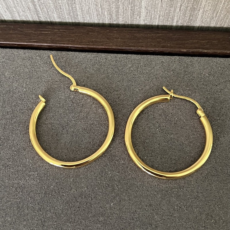 Nordic Minimalist 925 Sterling Silver Hoop Earrings - floysun