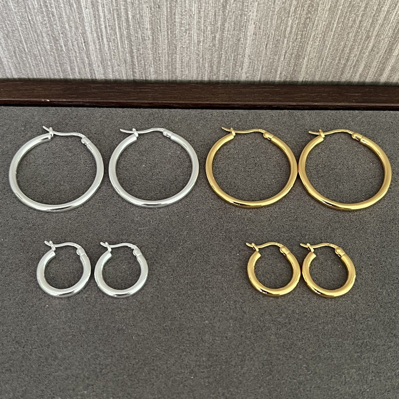 Nordic Minimalist 925 Sterling Silver Hoop Earrings - floysun