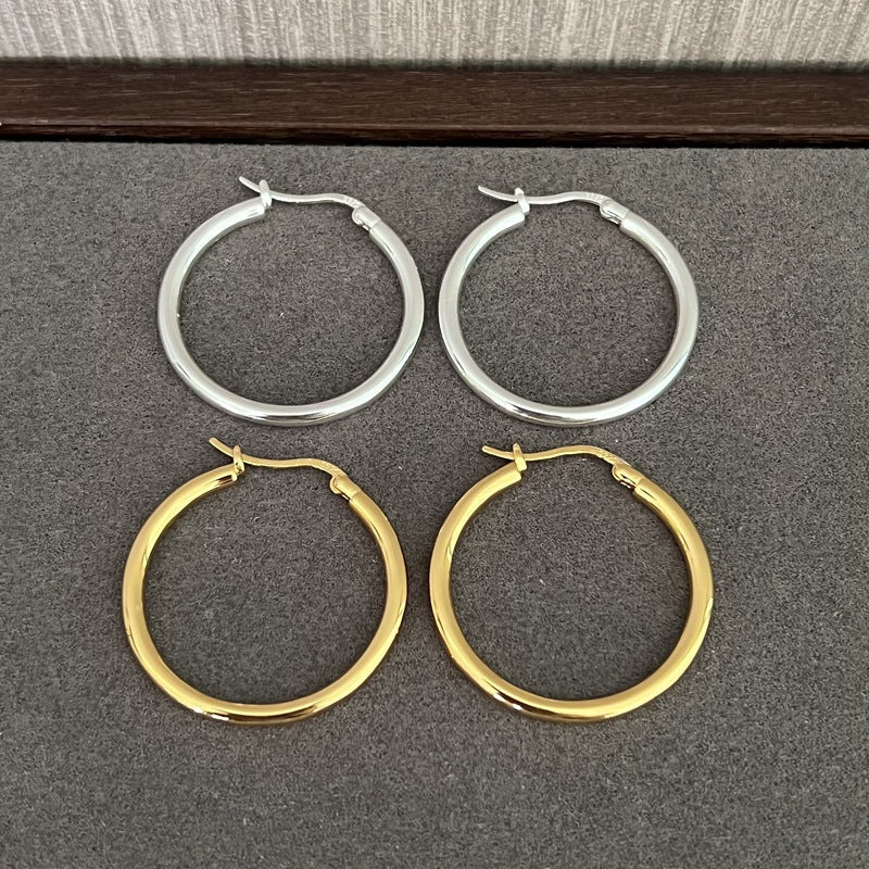Nordic Minimalist 925 Sterling Silver Hoop Earrings - floysun