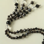 Obsidian & White Crystal Tassel Long Necklace - floysun