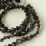 Obsidian & White Crystal Tassel Long Necklace - floysun