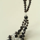 Obsidian & White Crystal Tassel Long Necklace - floysun