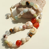 Ocean Encounter Mixed Gemstone, Pearl & Shell Bead Necklace - floysun