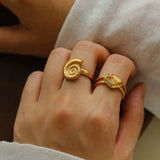 Ocean Seashell Conch Starfish Open Adjustable Rings - floysun