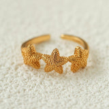 Ocean Seashell Conch Starfish Open Adjustable Rings - floysun