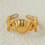 Ocean Seashell Conch Starfish Open Adjustable Rings - floysun