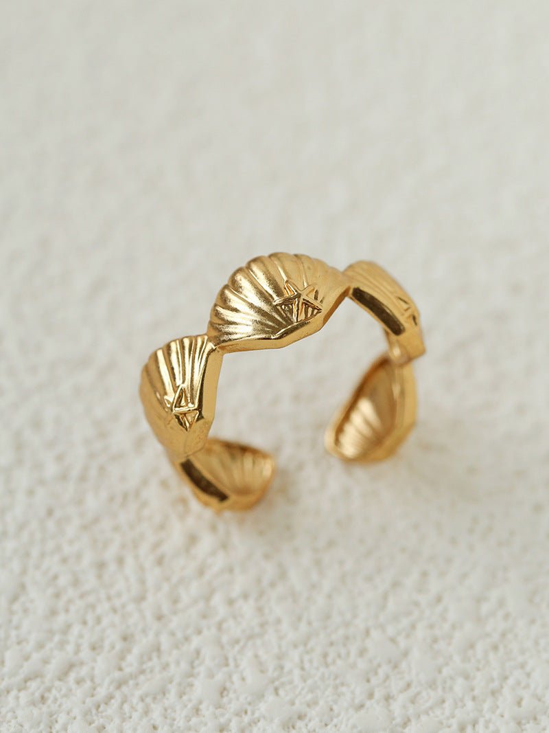 Ocean Seashell Conch Starfish Open Adjustable Rings - floysun