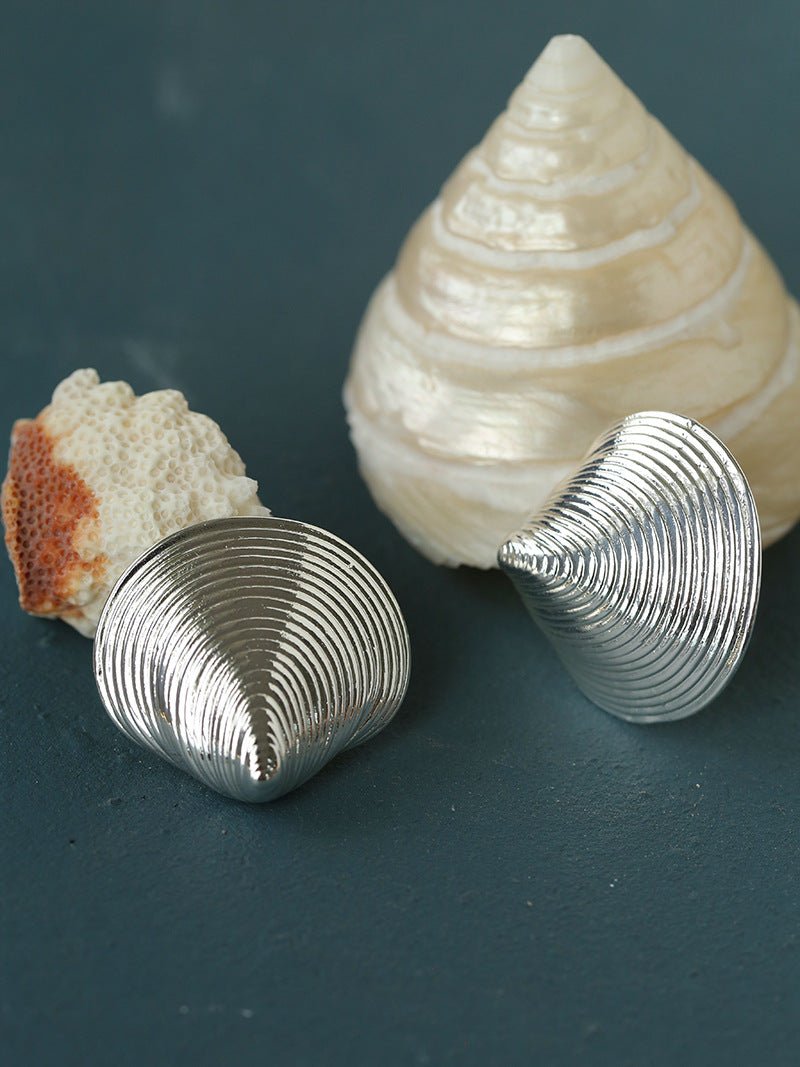 Ocean Style Shell & Paved Starfish Stud Earrings - floysun