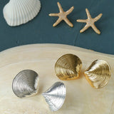 Ocean Style Shell & Paved Starfish Stud Earrings - floysun