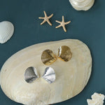 Ocean Style Shell & Paved Starfish Stud Earrings - floysun