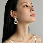 Ocean Style Spiral Shell Freshwater Pearl Tassel Earrings - floysun