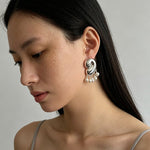 Ocean Style Spiral Shell Freshwater Pearl Tassel Earrings - floysun