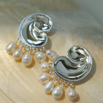 Ocean Style Spiral Shell Freshwater Pearl Tassel Earrings - floysun