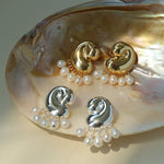 Ocean Style Spiral Shell Freshwater Pearl Tassel Earrings - floysun