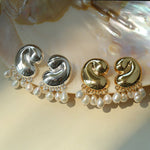 Ocean Style Spiral Shell Freshwater Pearl Tassel Earrings - floysun