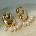 Ocean Style Spiral Shell Freshwater Pearl Tassel Earrings - floysun