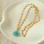 Oceanic Treasure Pendant | Vintage Lace Chain & Carved Amazonite Shell - floysun