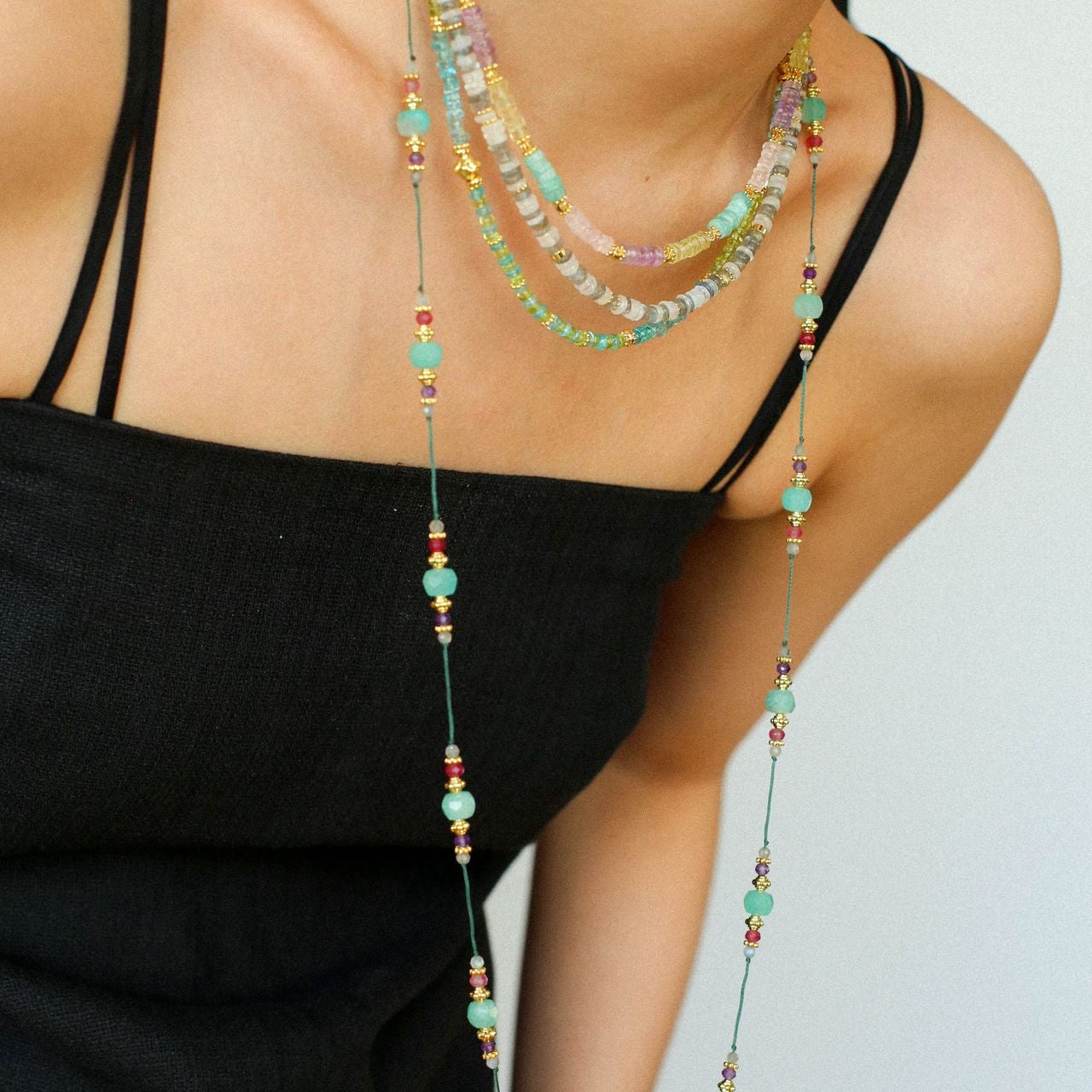 Olive Crystal Beads Necklace - floysun