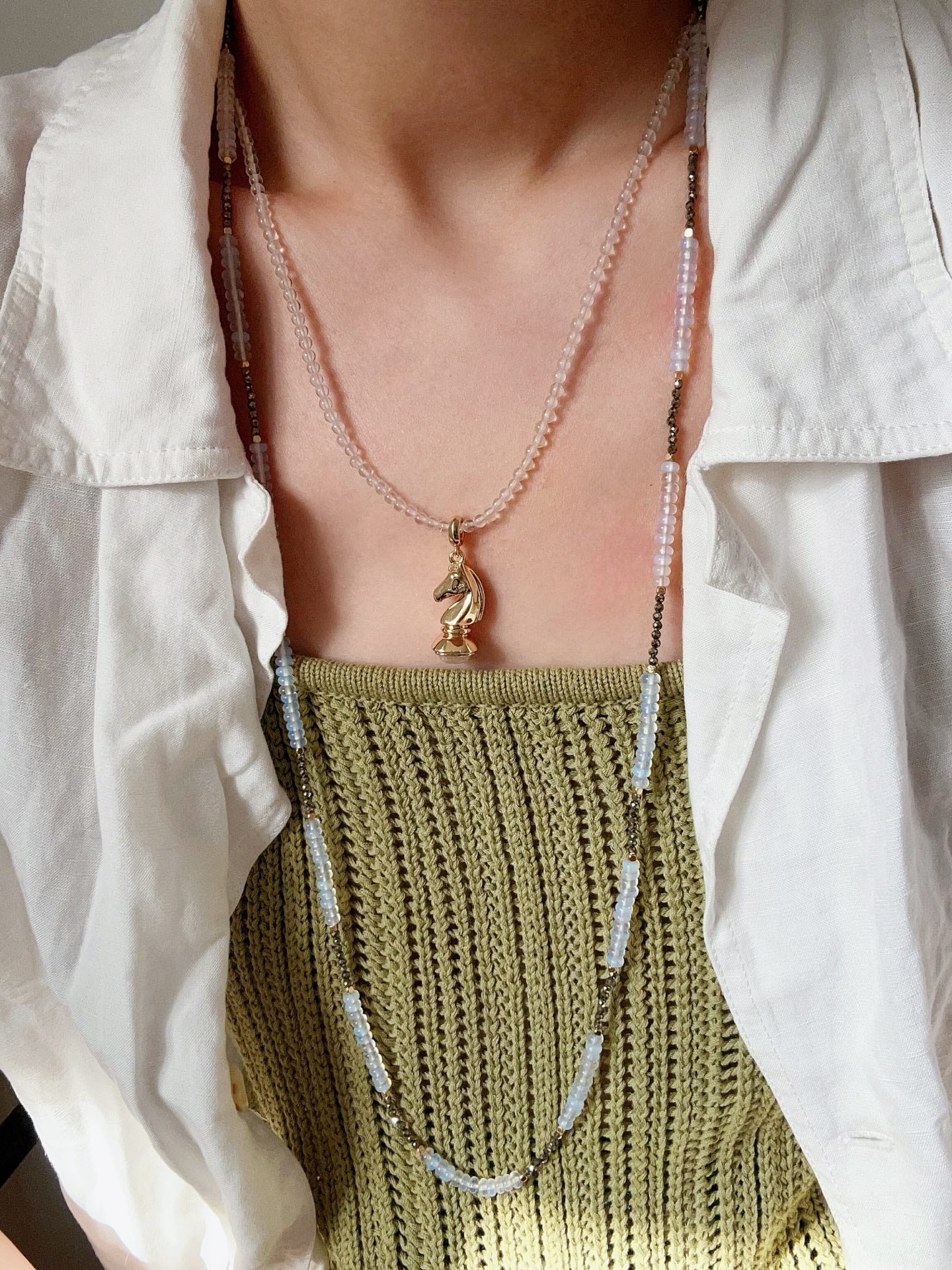 Opal & Gold Ore Beaded Necklace - floysun