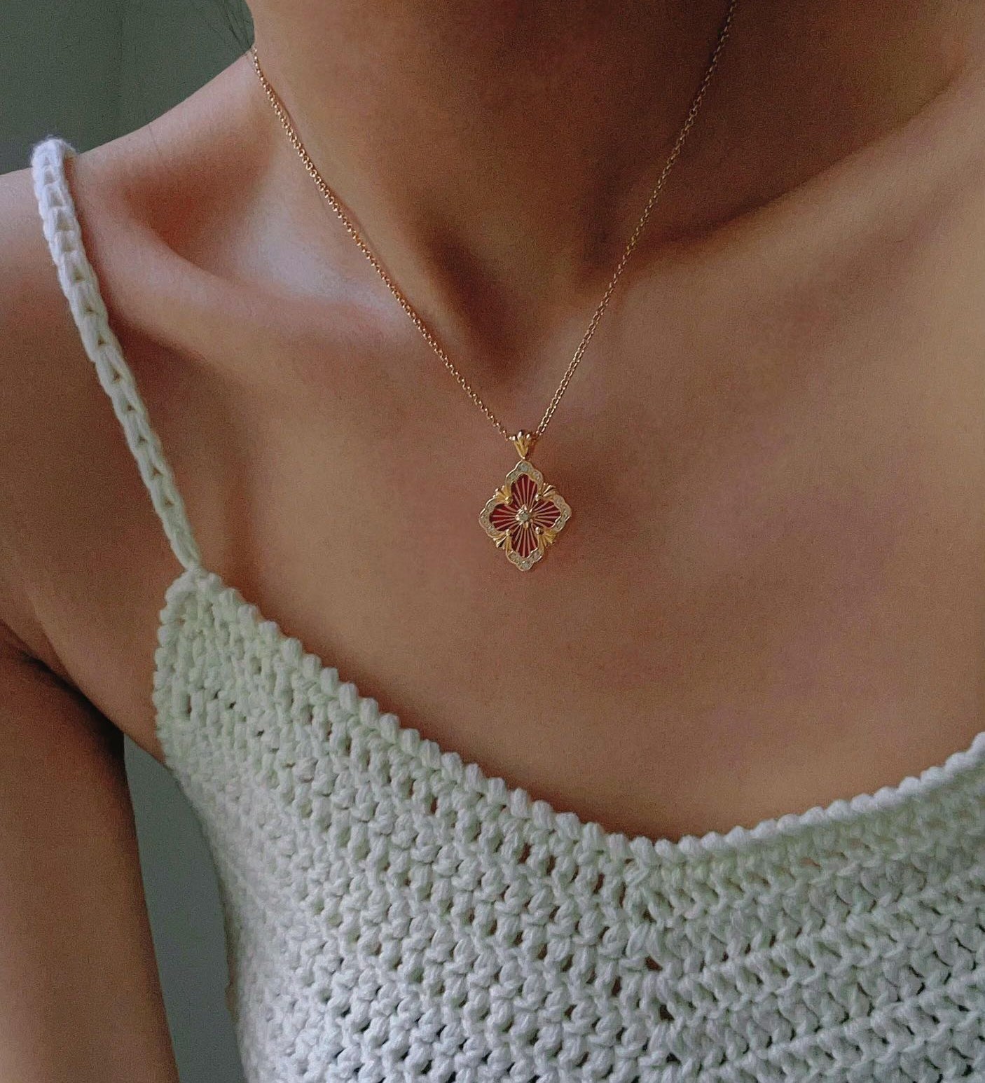 Opera Tulle Lace Clover Necklace - floysun