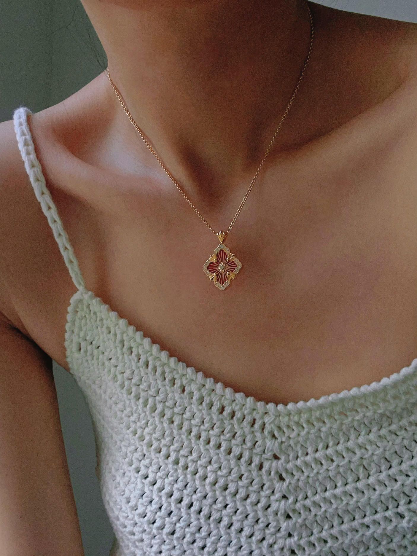 Opera Tulle Lace Clover Necklace - floysun