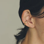 Organic Liquid Metal Ear Cuff - S925 Sterling Silver with Teardrop Zircon - floysun