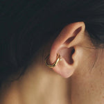 Organic Liquid Metal Ear Cuff - S925 Sterling Silver with Teardrop Zircon - floysun