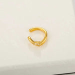 Organic Liquid Metal Ear Cuff - S925 Sterling Silver with Teardrop Zircon - floysun